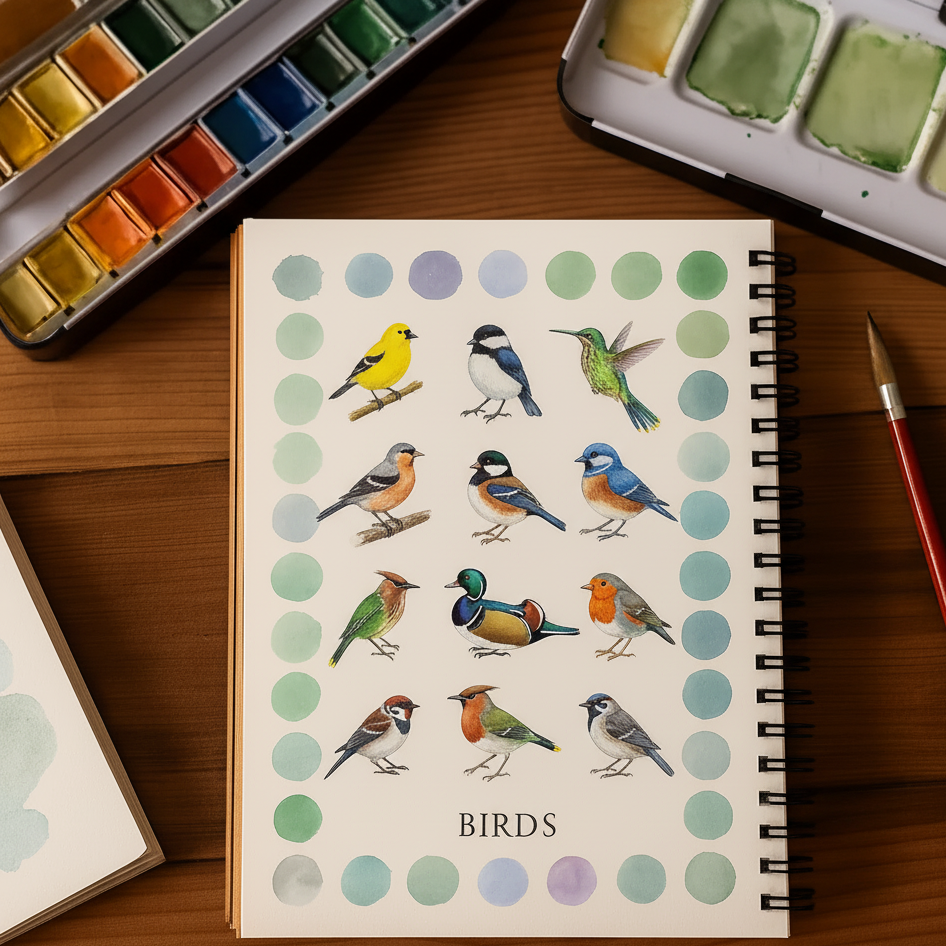 ArtVibe-Wellness BIRDS watercolor book