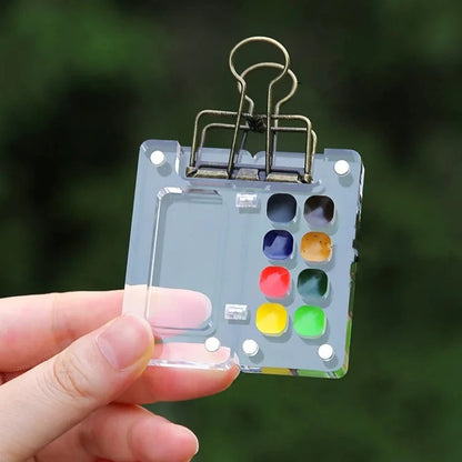 Compact Watercolor Paint Kit - 8 Slots with Clip (Colors Not Included)