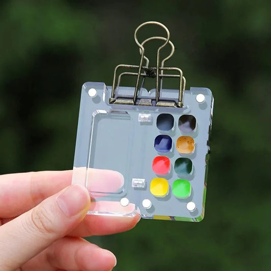 Compact Watercolor Paint Kit - 8 Slots with Clip (Colors Not Included)