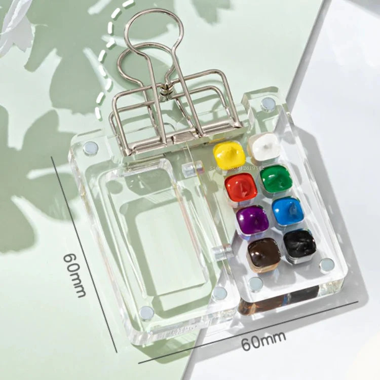 Compact Watercolor Paint Kit - 8 Slots with Clip (Colors Not Included)