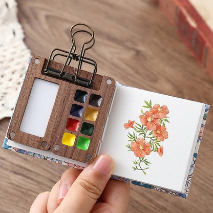Portable Mini Watercolor Painting Set with Travel Sketchbook